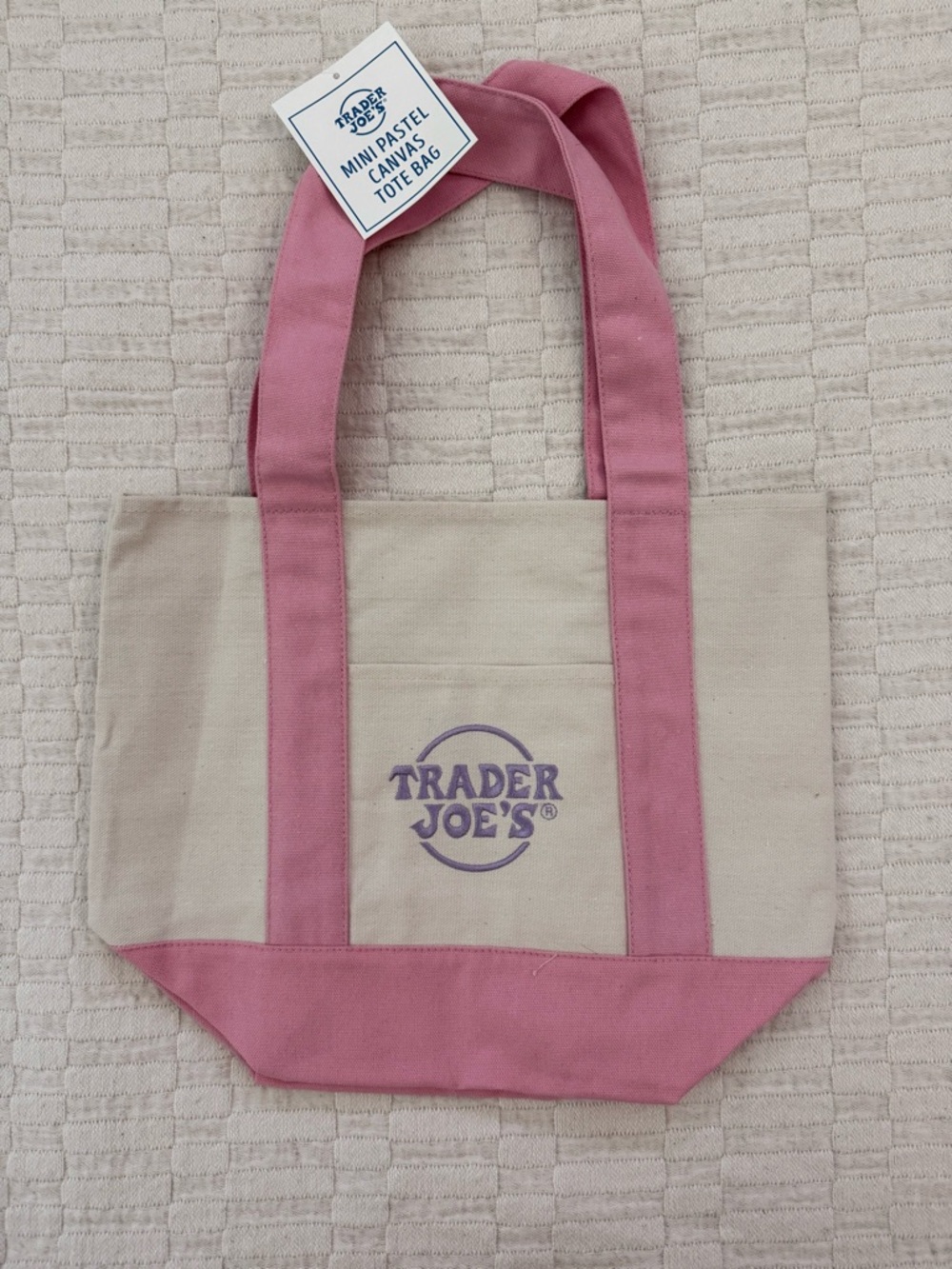 Trader Joe’s Mini Canvas Tote Bag - pink/purple